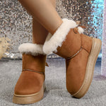 Bow Accent Microfiber Snow Boots