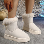 Bow Accent Microfiber Snow Boots